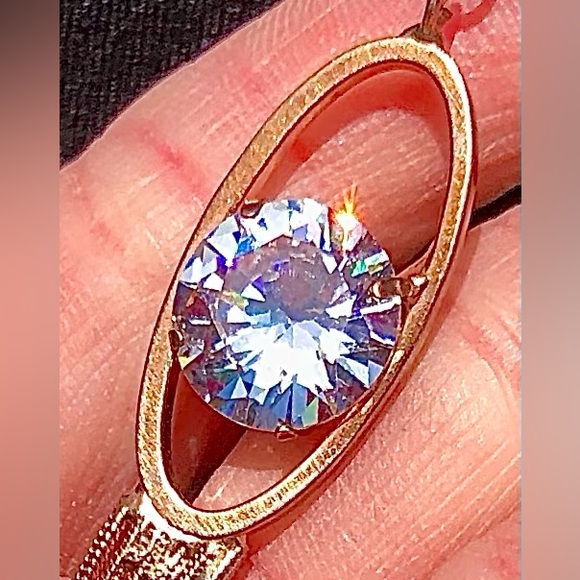 ✔️SOLD✔️copper tasseled pendant w/ brilliant huge moissanite stone - Picture 3 of 14